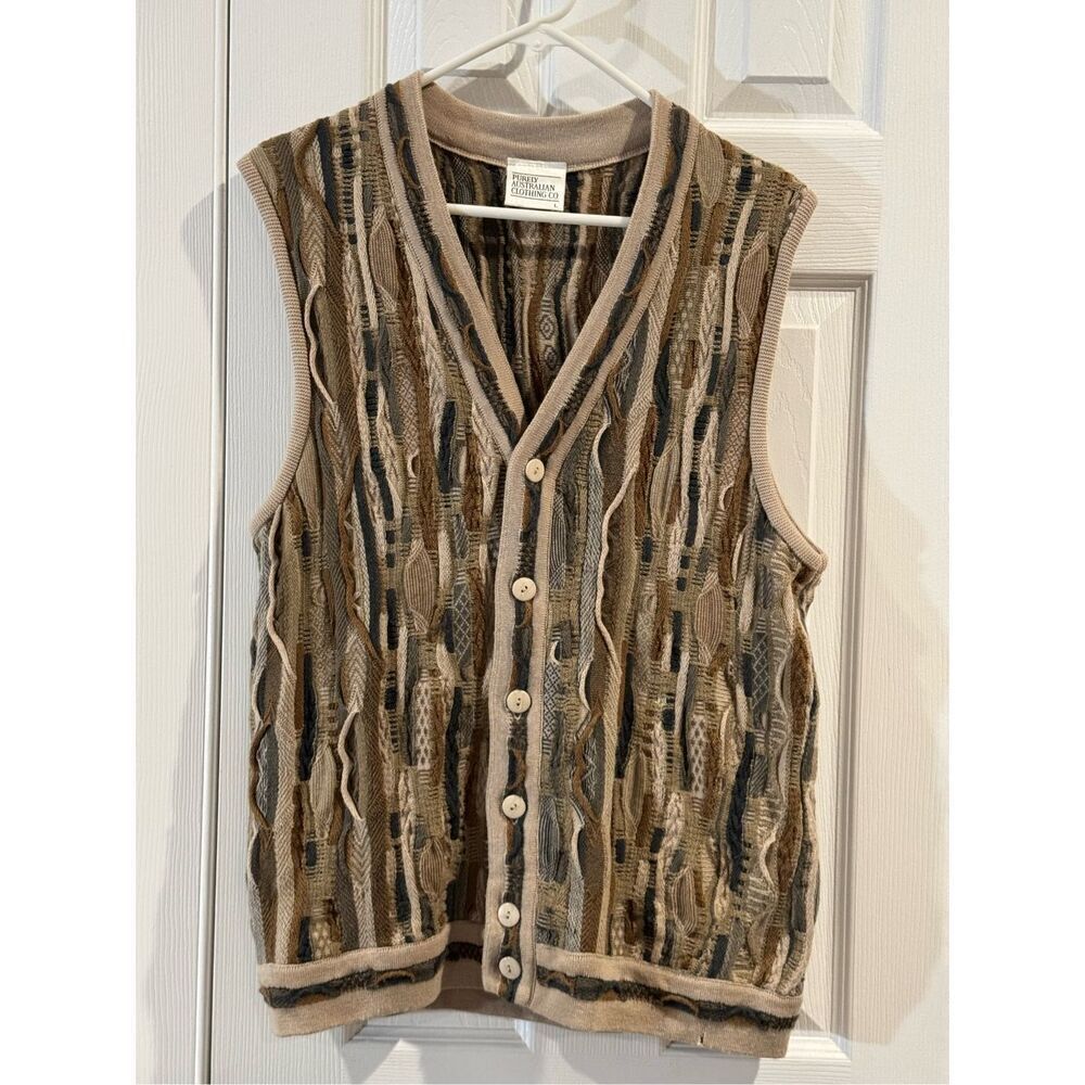Purely Australian Clothing Co. 100% Pure New Wool Coogi Style Vest Men's Large